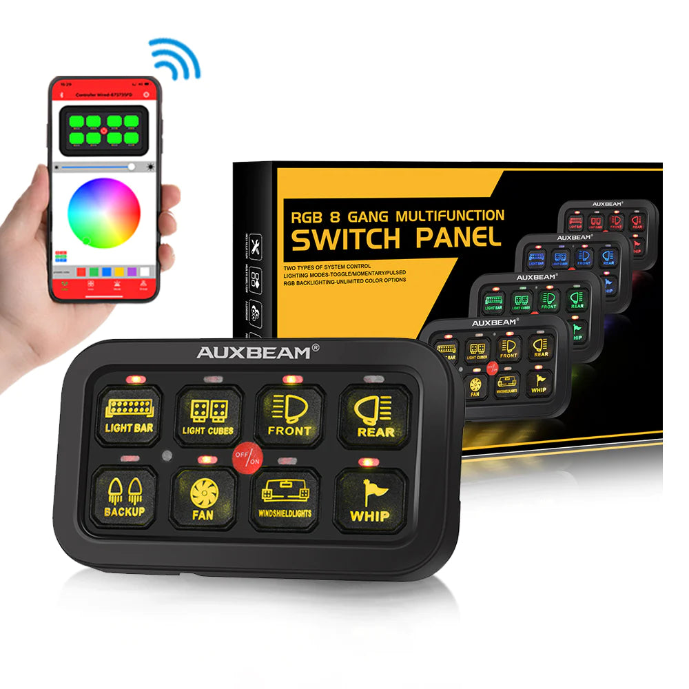 Auxbeam - AR-800 RGB SWITCH PANEL WITH APP, TOGGLE/ MOMENTARY