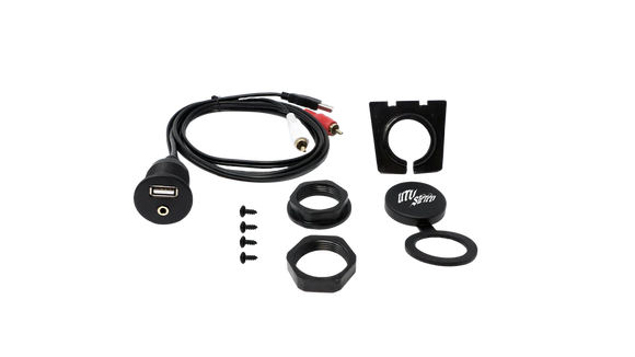 UTV STEREO USB & AUXILIARY FLUSH MOUNT ADAPTER FOR SOURCE UNITS